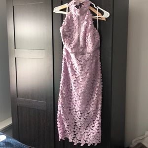 Lilac high neck open back lacey dress